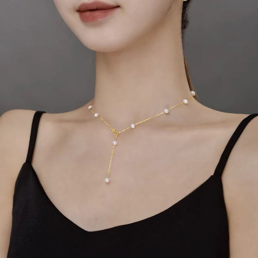 18K Gold Natural Pearl Necklace