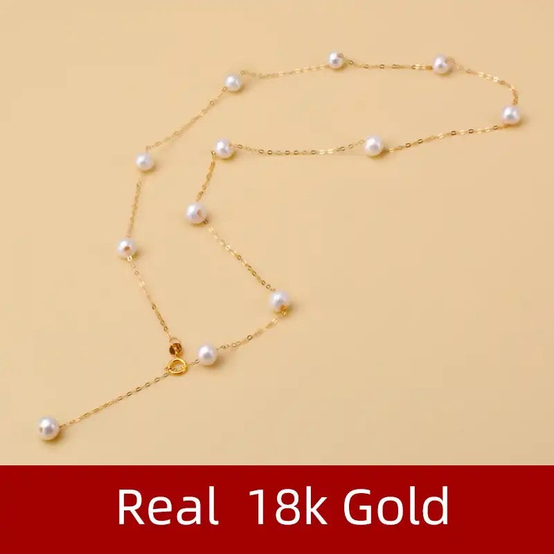 18K Gold Natural Pearl Necklace